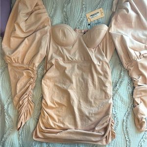 Premium Puff Shoulder Suedette Mini Dress